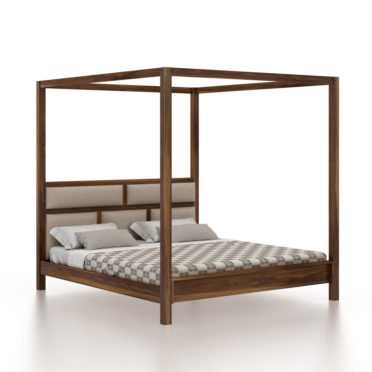 Maurus Solid Sheesham Wood Poster Bed - 3 Years Warranty