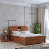 Maharaja Groove Solid Sheesham Wood Bed With Box Storage - 3 years Warranty