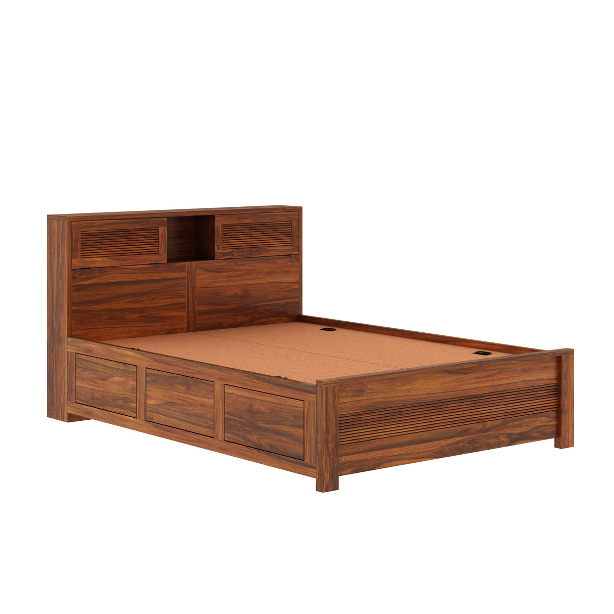 Maharaja Groove Solid Sheesham Wood Bed With Box Storage - 3 years Warranty