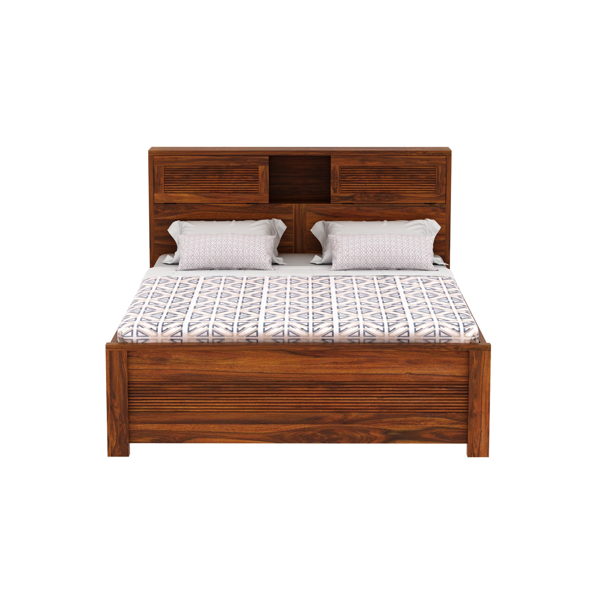 Maharaja Groove Solid Sheesham Wood Bed With Box Storage - 3 years Warranty