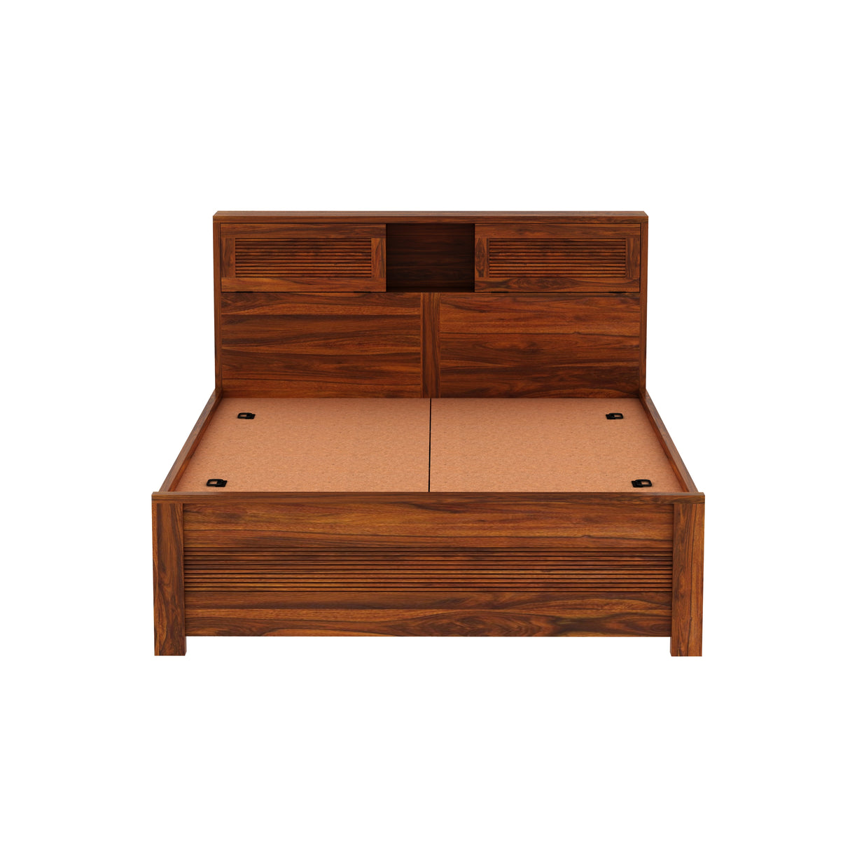 Maharaja Groove Solid Sheesham Wood Bed With Box Storage - 1 Year Warranty