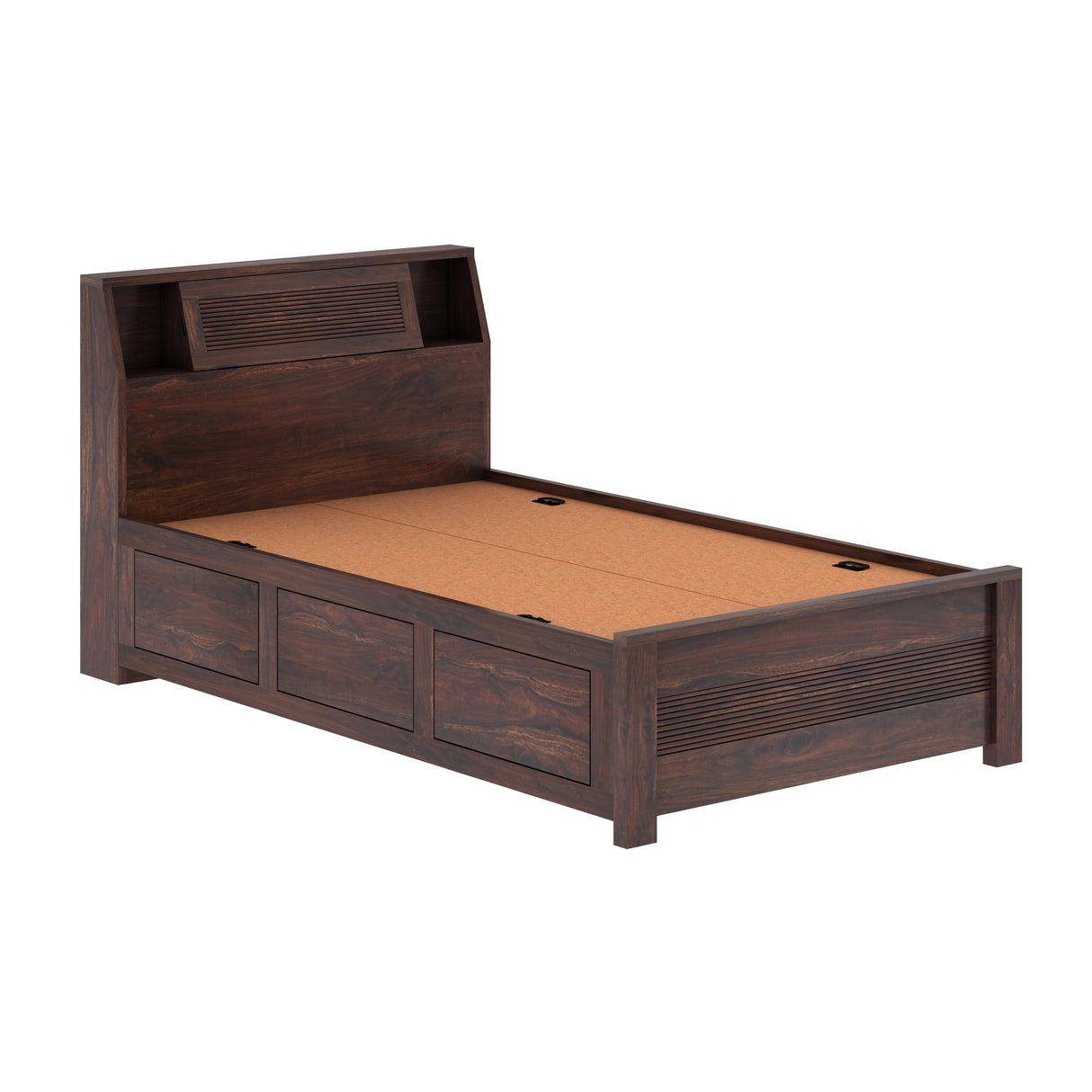 Marine Groove Solid Sheesham Wood 4 Feet Bed With Box Storage(BIG HEADREST)- 3 years Warranty