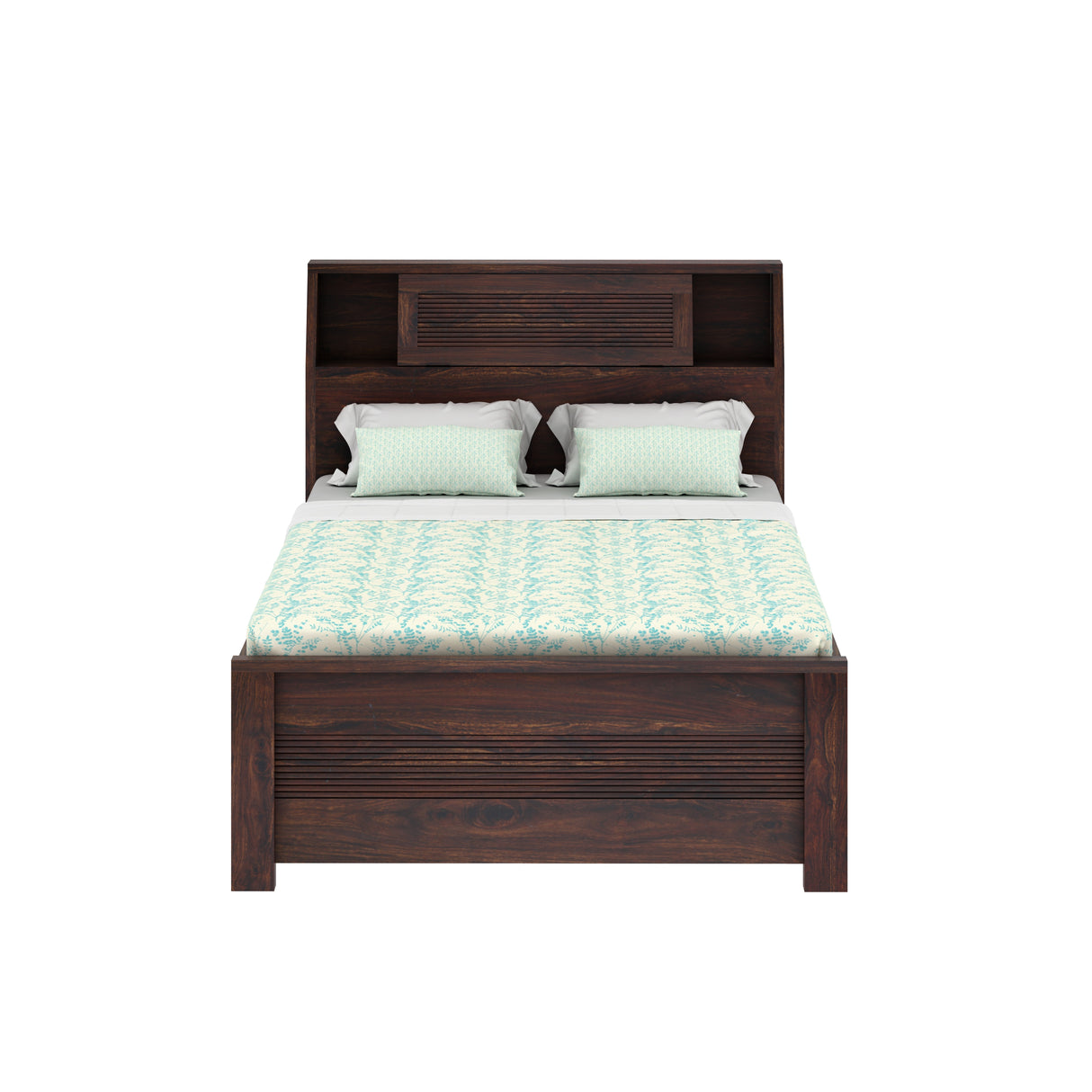 Marine Groove Solid Sheesham Wood 4 Feet Bed With Box Storage(BIG HEADREST)- 3 years Warranty