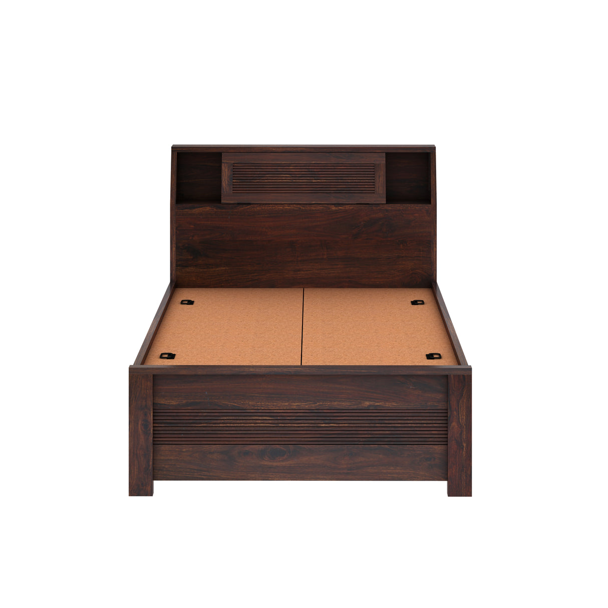 Marine Groove Solid Sheesham Wood 4 Feet Bed With Box Storage(BIG HEADREST)- 3 years Warranty