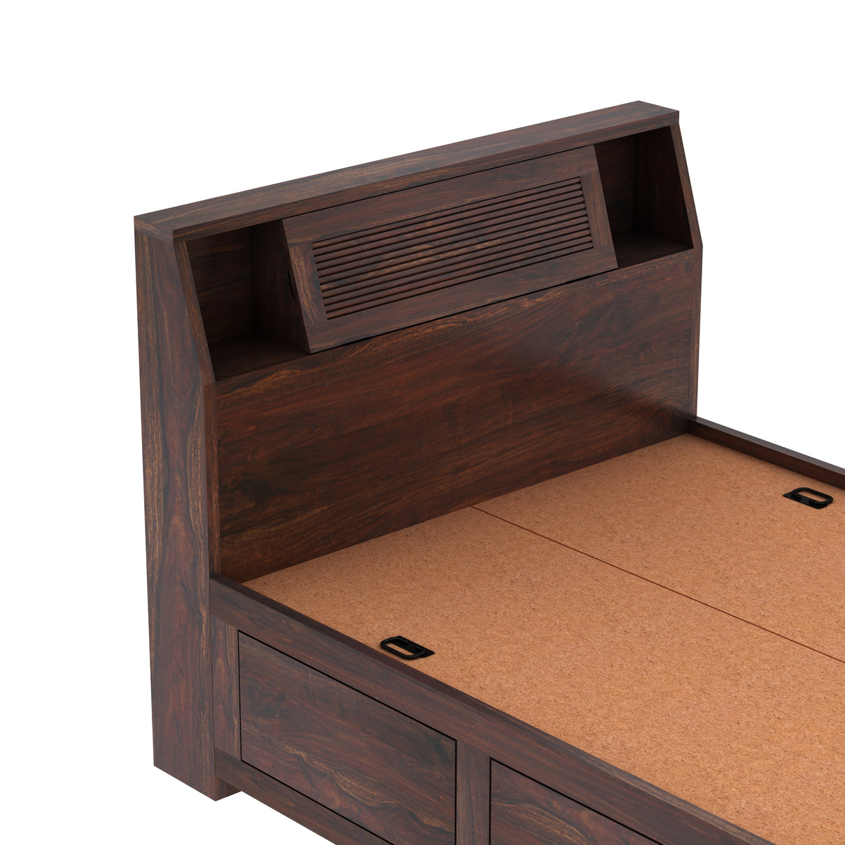 Marine Groove Solid Sheesham Wood 4 Feet Bed With Box Storage(BIG HEADREST)- 3 years Warranty
