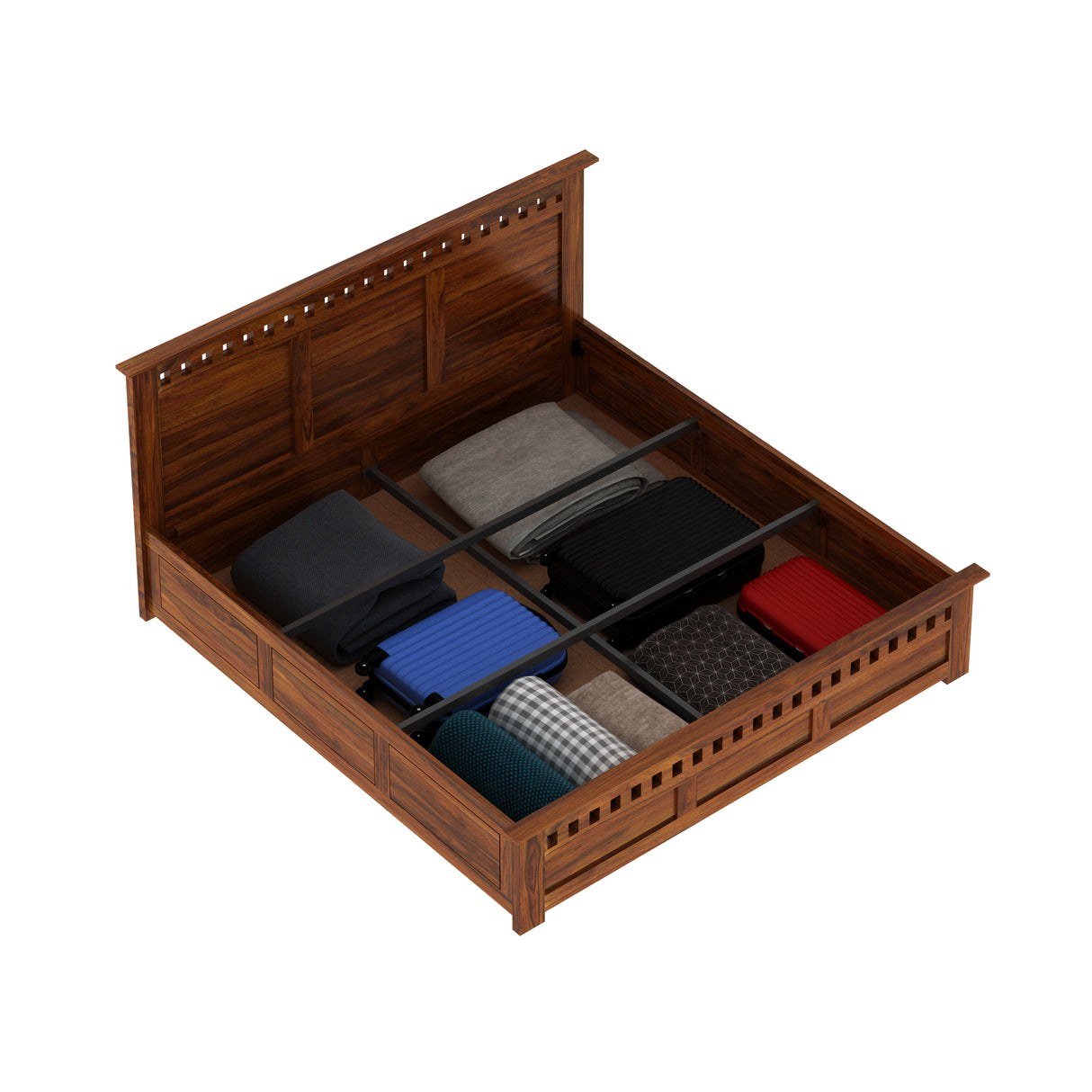 Armania Solid Sheesham Wood Bed With Box Storage - 3 Years Warranty