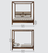 Maurus Solid Sheesham Wood Poster Bed - 3 Years Warranty