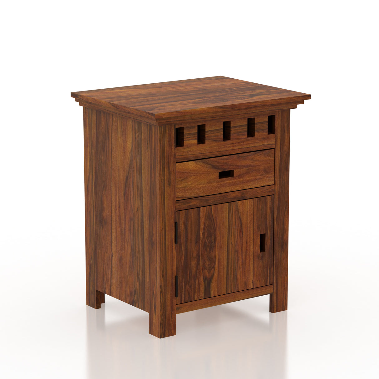 Armania Bedside Table With Storage in Solid Sheesham Wood - 3 Years Warranty