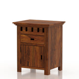 Armania Bedside Table With Storage in Solid Sheesham Wood - 3 Years Warranty