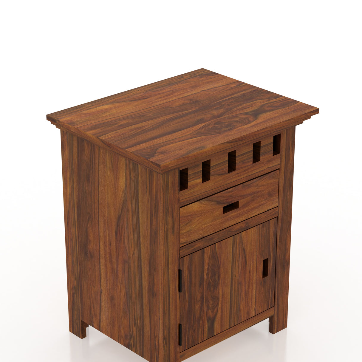 Armania Bedside Table With Storage in Solid Sheesham Wood - 3 Years Warranty