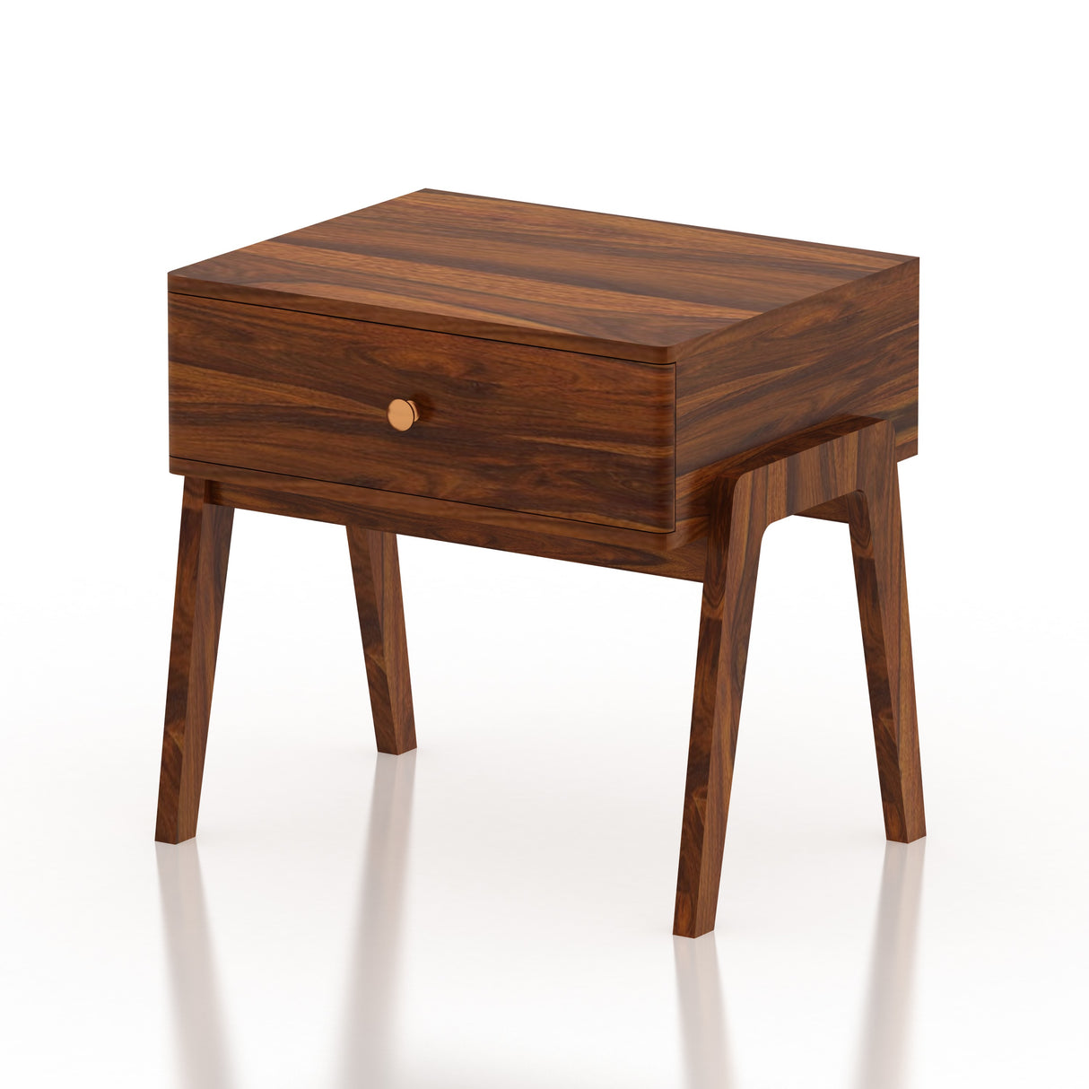 Lyon Solid Sheesham Wood Bedside Table With One Drawer - 3 Years Warranty