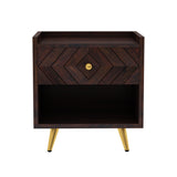 Wave Solid Sheesham Wood Bedside With Storage - 3 Years Warranty