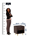 Wave Solid Sheesham Wood Bedside With Storage - 3 Years Warranty