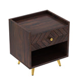 Wave Solid Sheesham Wood Bedside With Storage - 3 Years Warranty