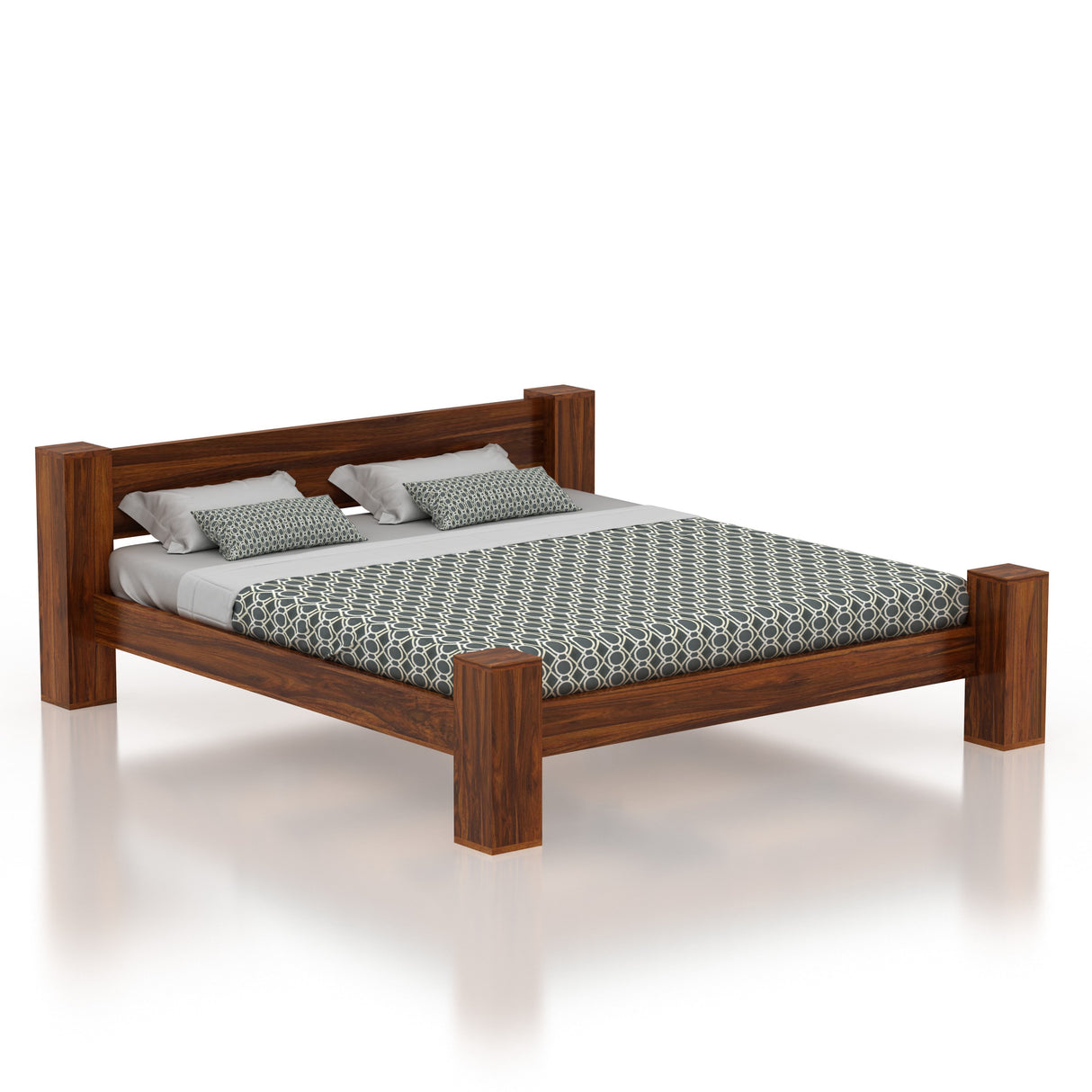 BOLT Solid Sheesham Wood Bed Without Storage - 3 Years Warranty