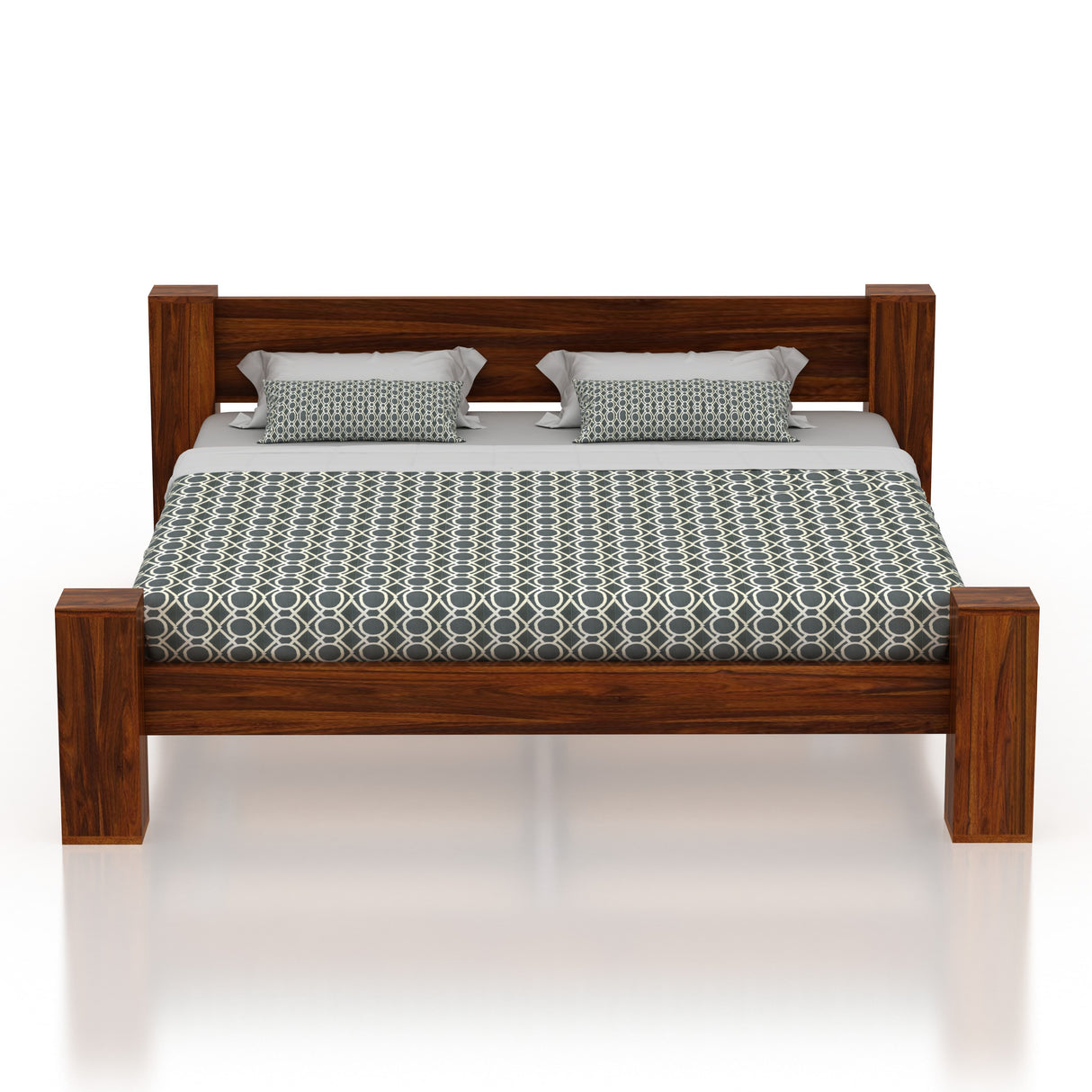 BOLT Solid Sheesham Wood Bed Without Storage - 3 Years Warranty