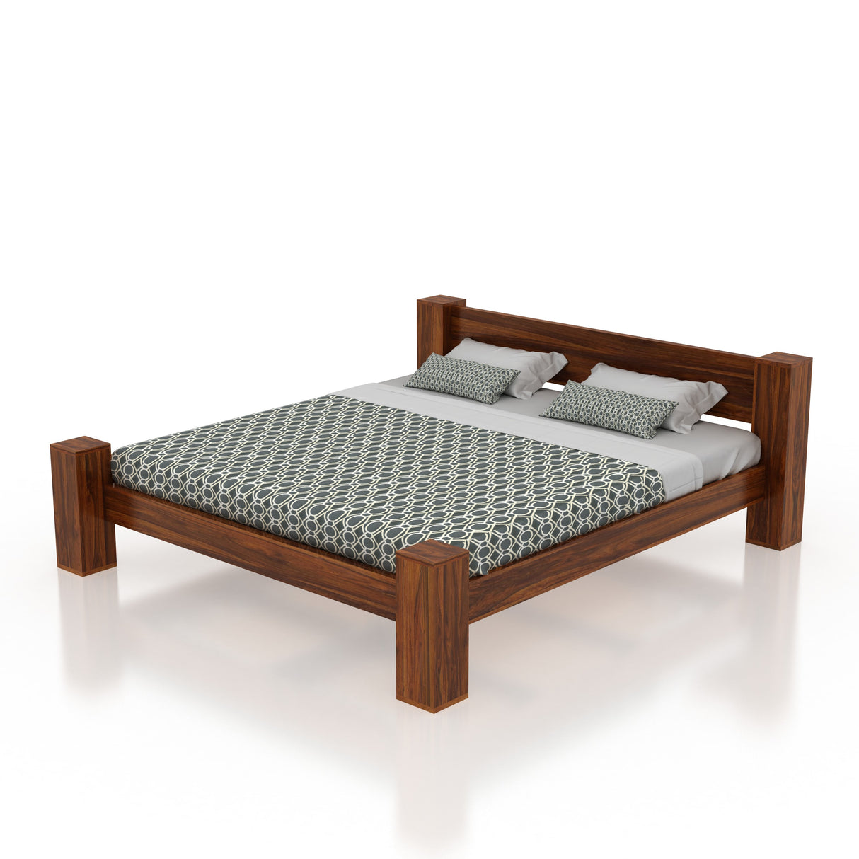 BOLT Solid Sheesham Wood Bed Without Storage - 3 Years Warranty