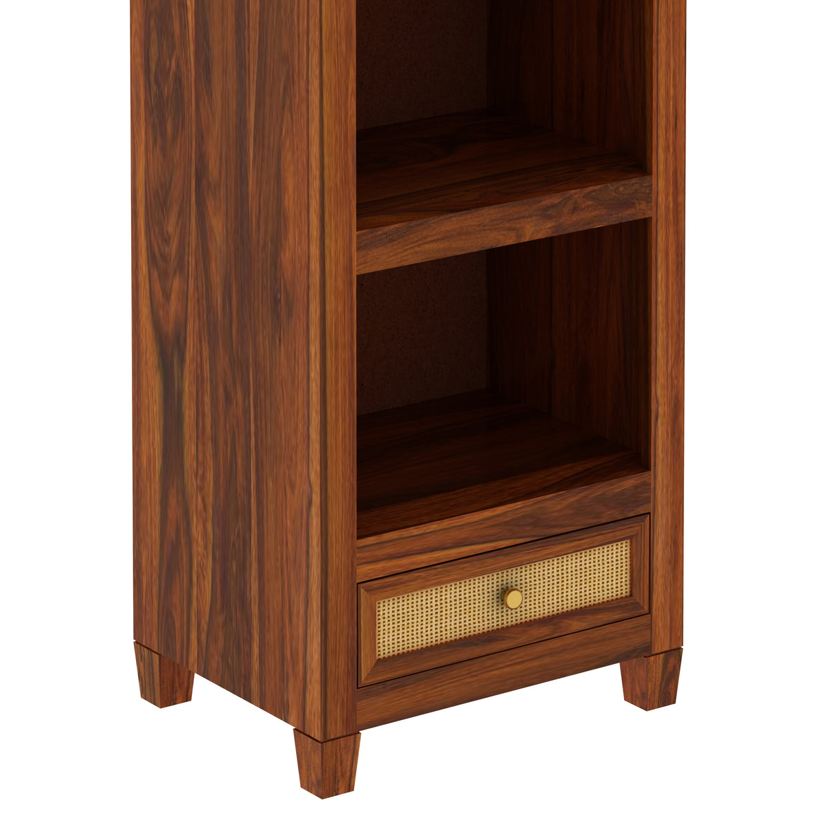 Syrus Solid Sheesham Wood Bookshelf With Drawer - 3 Years Warranty