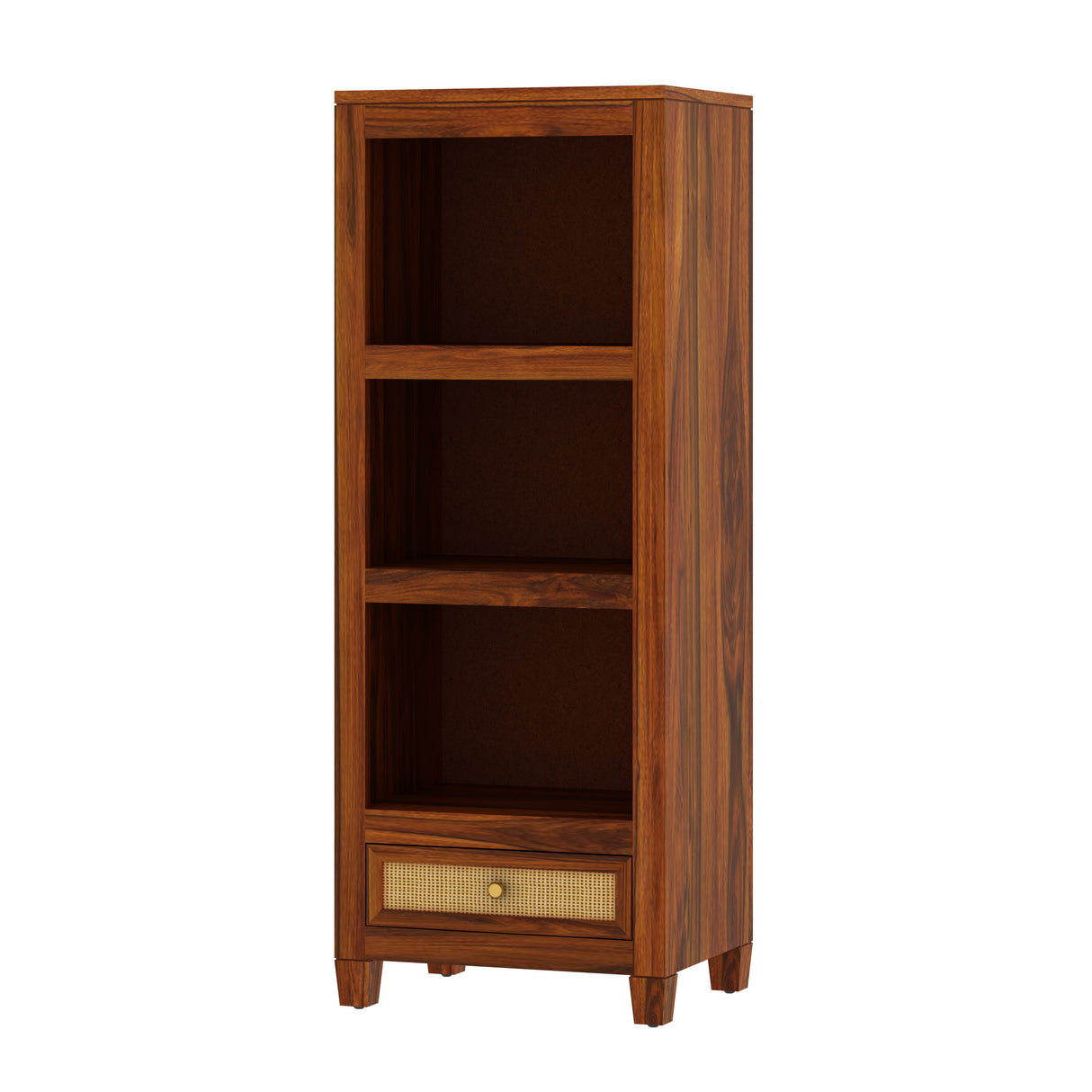 Syrus Solid Sheesham Wood Bookshelf With Drawer - 3 Years Warranty