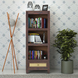 Syrus Solid Sheesham Wood Bookshelf With Drawer - 3 Years Warranty