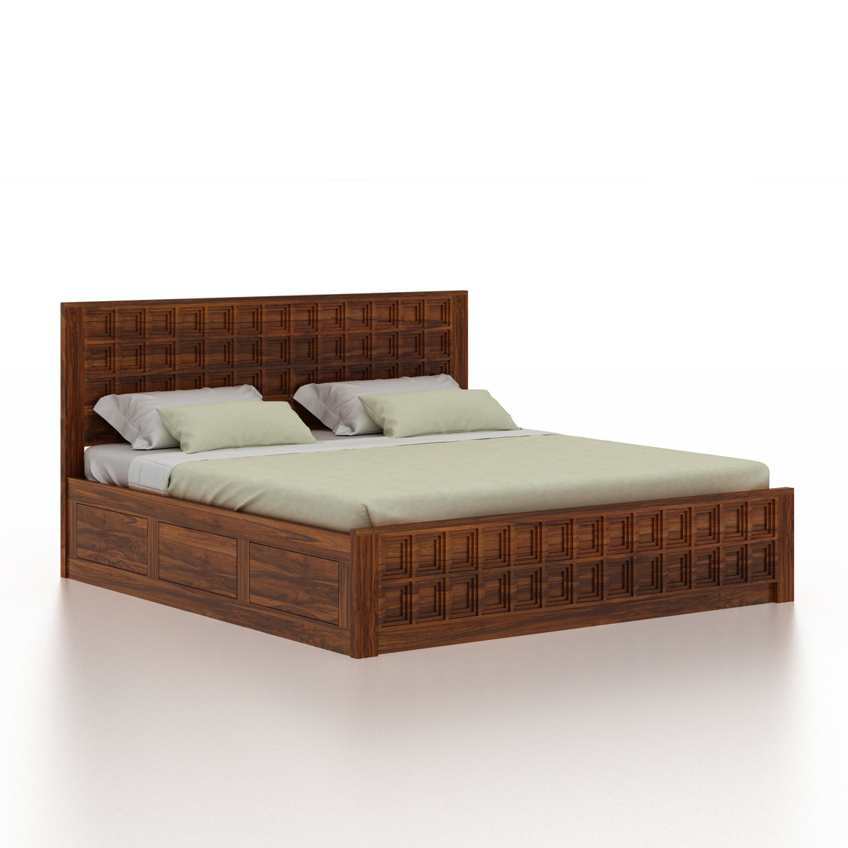 LUXOR Solid Sheesham Wood Box Storage Bed - 3 Years Warranty