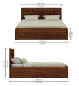 LUXOR Solid Sheesham Wood Box Storage Bed - 3 Years Warranty