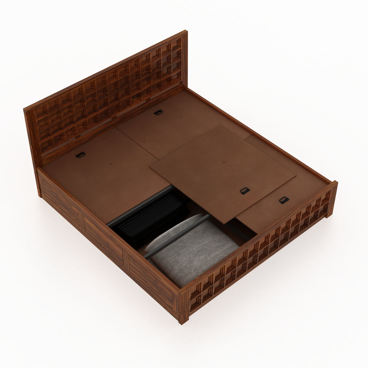 LUXOR Solid Sheesham Wood Box Storage Bed - 3 Years Warranty