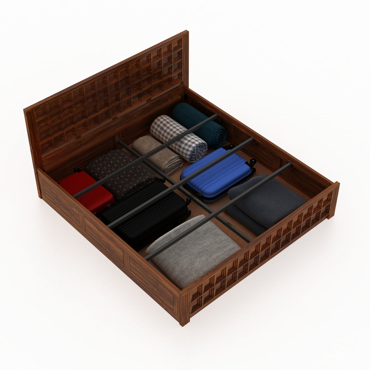 LUXOR Solid Sheesham Wood Box Storage Bed - 3 Years Warranty
