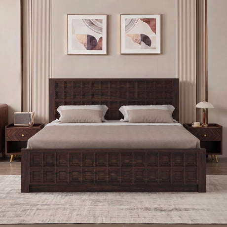 LUXOR Solid Sheesham Wood Box Storage Bed - 3 Years Warranty