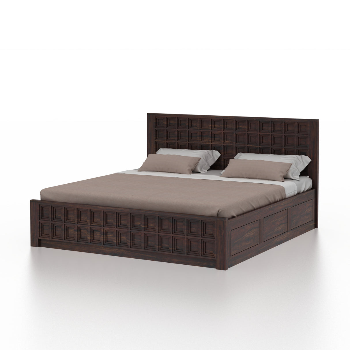 LUXOR Solid Sheesham Wood Box Storage Bed - 3 Years Warranty
