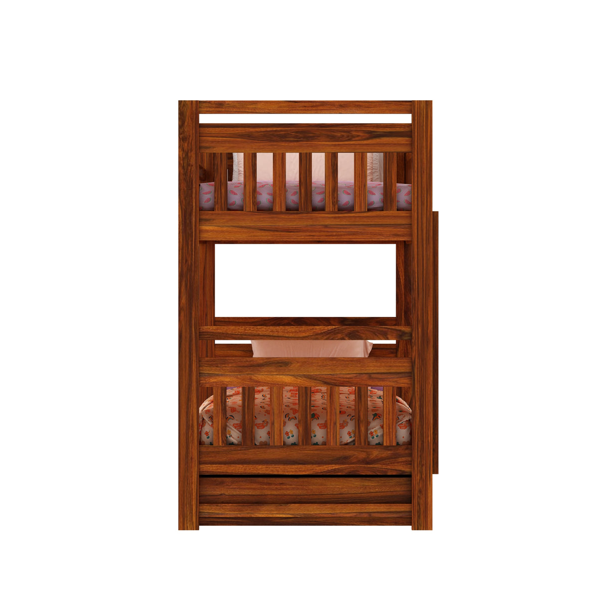 Swift Solid Sheesham Wood Bunk Bed With Ladder & Two Drawer Storage - 3 years Warranty