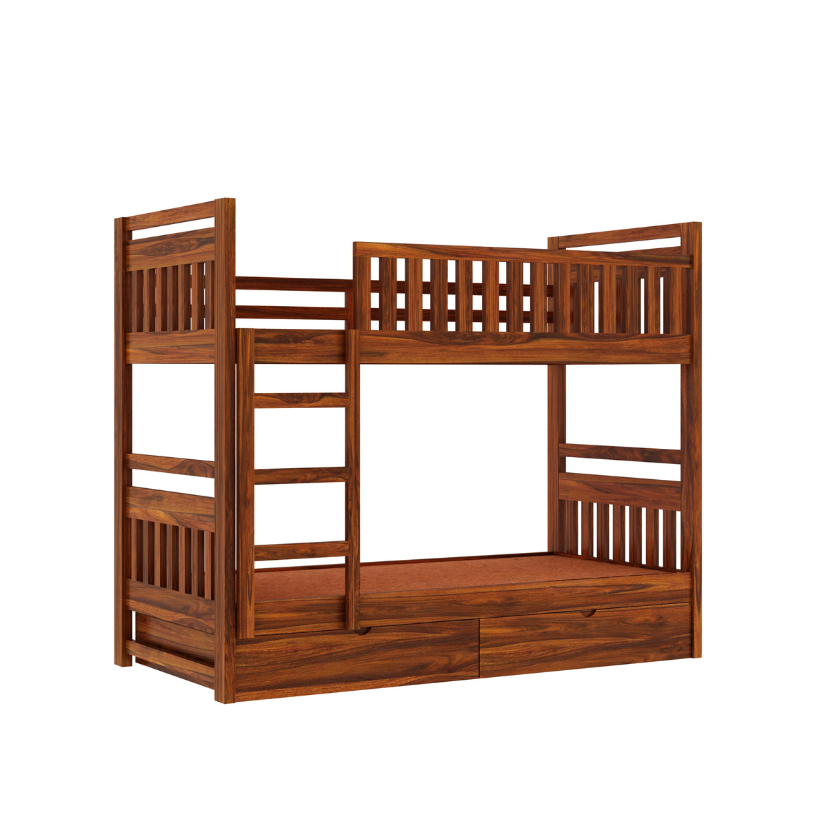 Swift Solid Sheesham Wood Bunk Bed With Ladder & Two Drawer Storage - 3 years Warranty