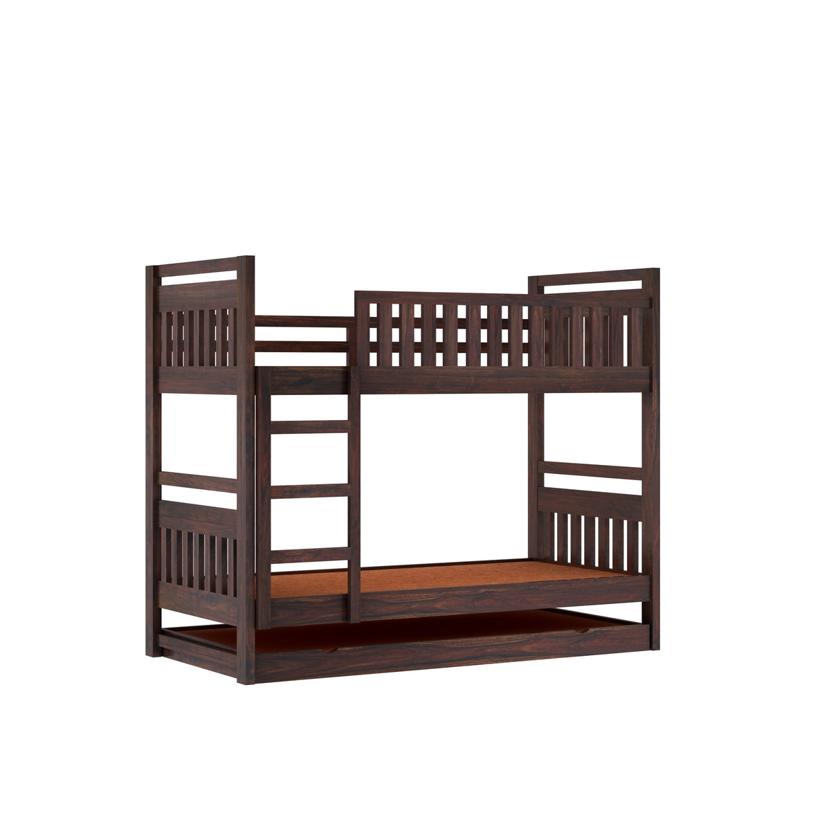 Swift Solid Sheesham Wood Bunk Bed With Ladder & Trundle Bed - 3 years Warranty