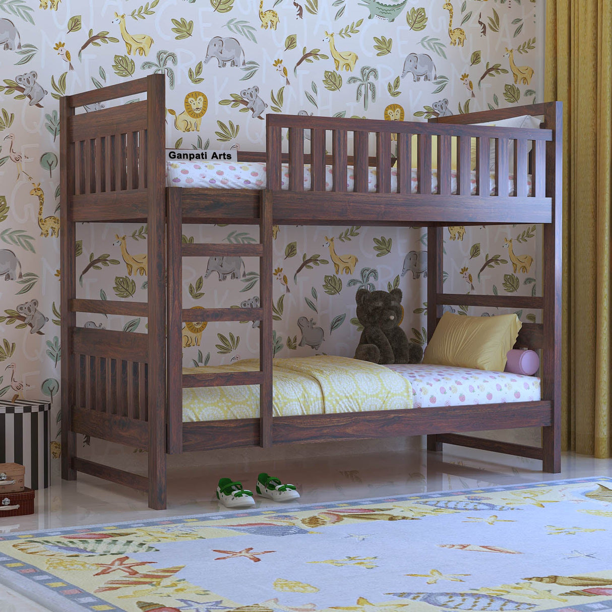 Swift Solid Sheesham Wood Bunk Bed Without Storage - 3 years Warranty