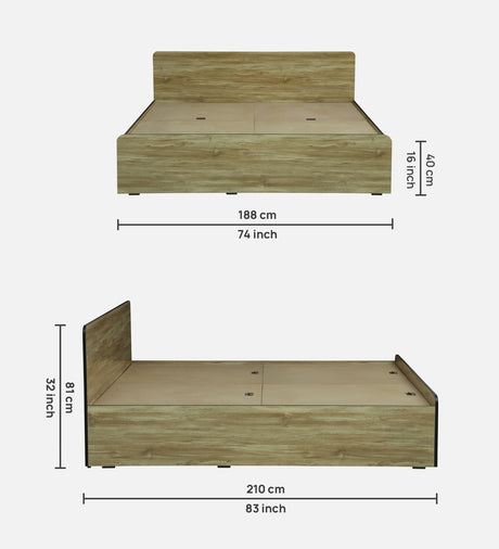 SMITH Engineered Wood Bed with Box Storage (STONE) - 12 Months Warranty