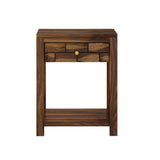 Italian Solid Sheesham Wood Side Table With One Drawer - 3 Years Warranty