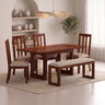 Edin Solid Sheesham Wood 6 Seater Dining Set With 4 Chairs and Bench - 3 Years Warranty