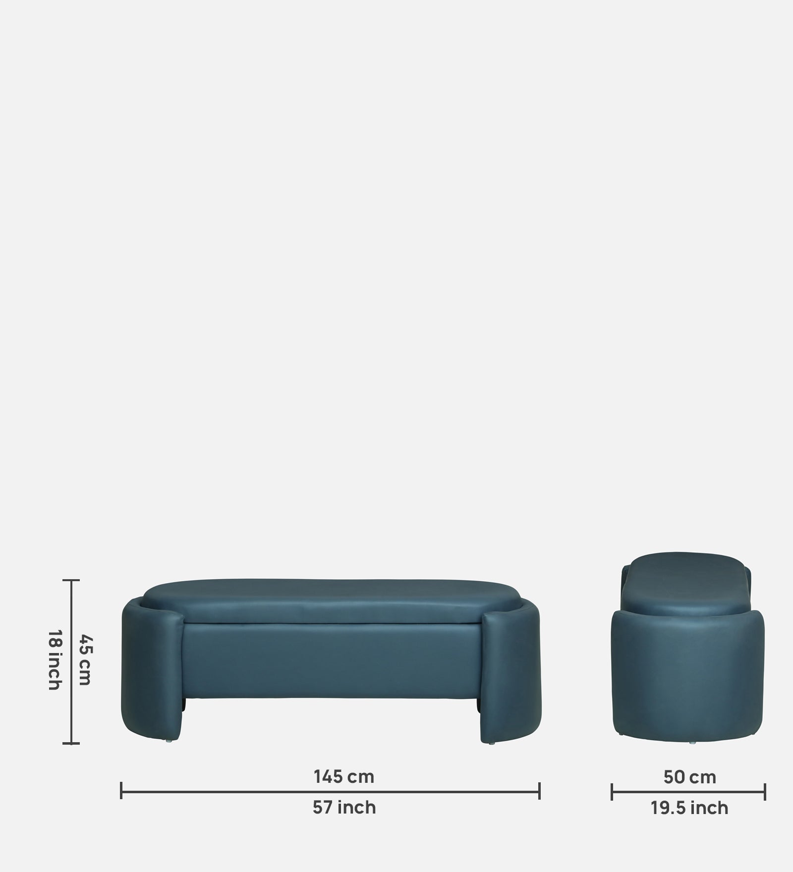 LOUISE Upholstered Ottoman Bench With Storage - 12 Months Warranty(Teal Blue) features