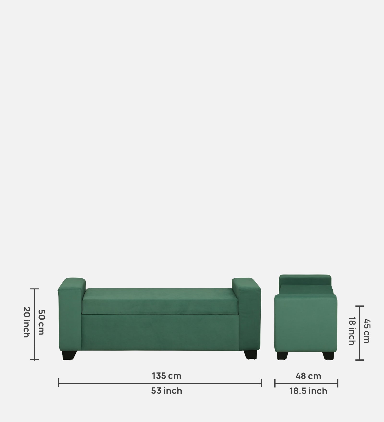 BOLT Upholstered Ottoman Bench With Storage - 12 Months Warranty(Oasis Color) features