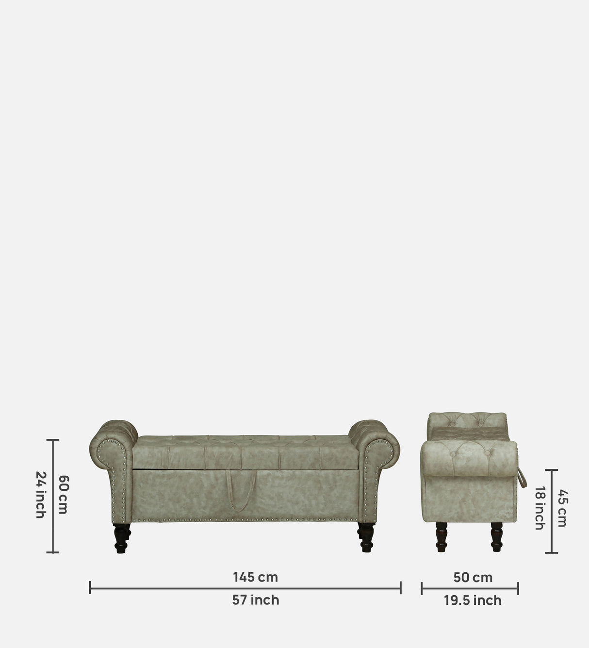 FABRIO Upholstered Ottoman Bench With Storage - 12 Months Warranty(Beige Suede)