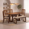 Edin Solid Sheesham Wood 6 Seater Dining Set With 4 Chairs and Bench - 3 Years Warranty