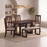 Edin Solid Sheesham Wood 6 Seater Dining Set With 4 Chairs and Bench - 3 Years Warranty