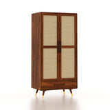 Riverton Solid Sheesham Wood Wardrobe With Two Doors and Drawer - 3-Year Warranty