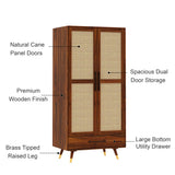 Riverton Solid Sheesham Wood Wardrobe With Two Doors and Drawer - 3-Year Warranty