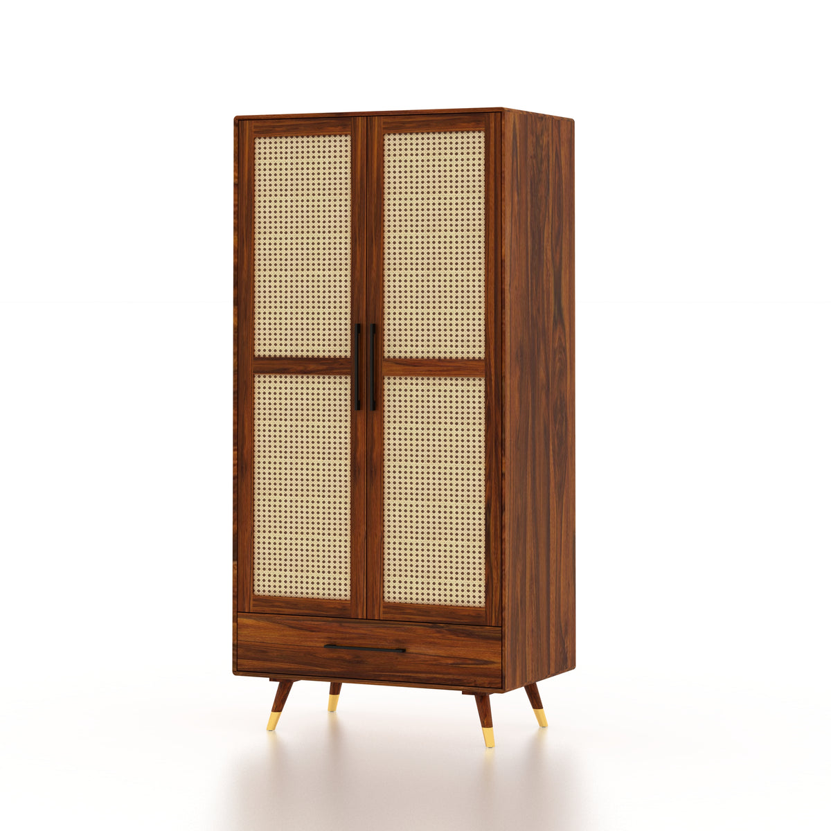 Riverton Solid Sheesham Wood Wardrobe With Two Doors and Drawer - 3-Year Warranty