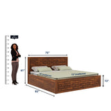 Italian Solid Sheesham Wood Bed with Box Storage FULL Headboard -  3 Years Warranty