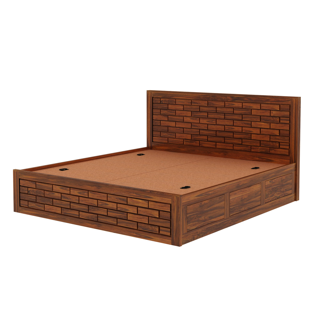 Italian Solid Sheesham Wood Bed with Box Storage FULL Headboard -  3 Years Warranty