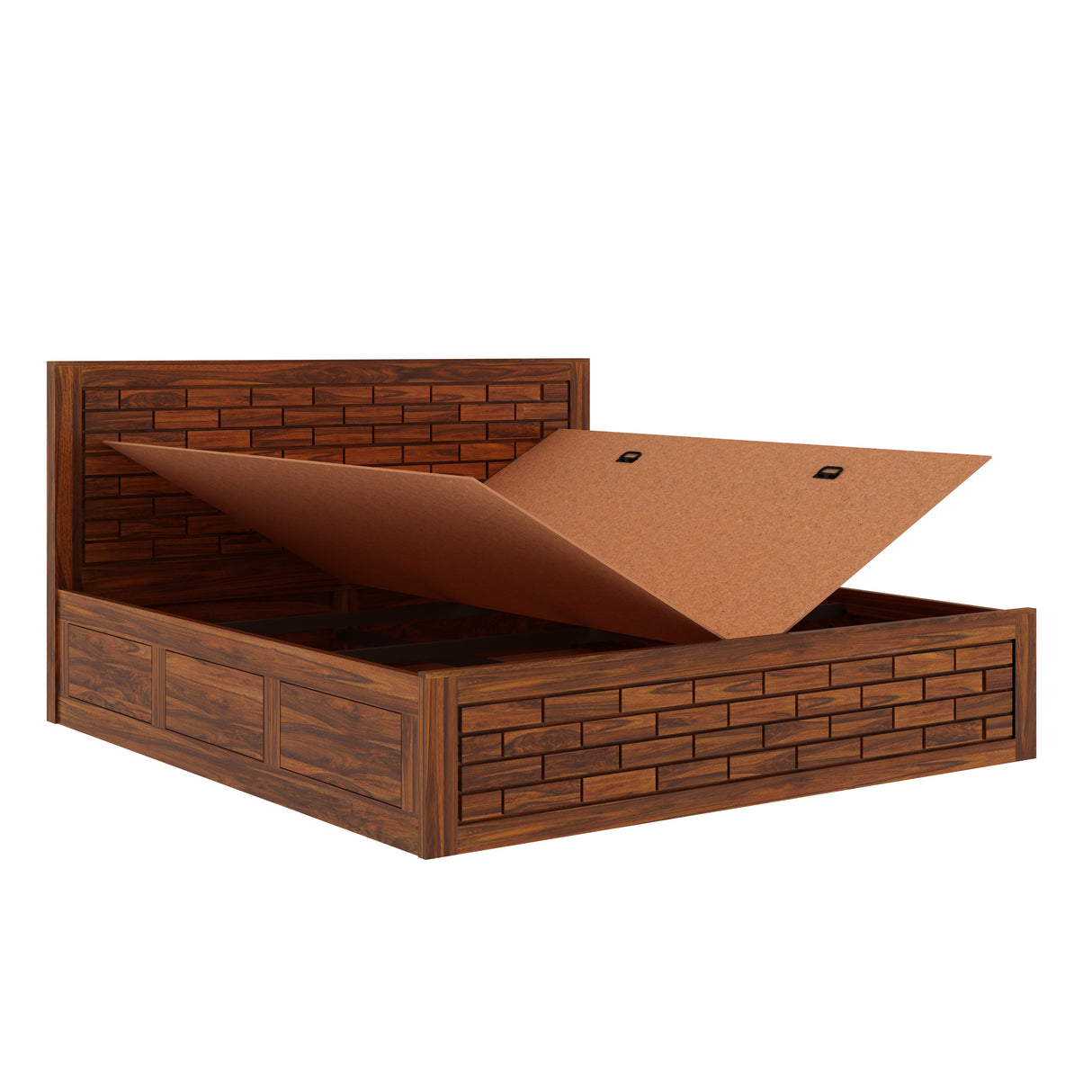 Italian Solid Sheesham Wood Bed with Box Storage FULL Headboard -  3 Years Warranty