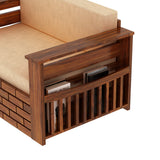 Italian Solid Sheesham Wood 2 Seater Sofa Cum Bed With Headboard and Mini Storage - 3 Years Warranty