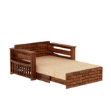 Italian Solid Sheesham Wood 2 Seater Sofa Cum Bed With Headboard and Mini Storage - 3 Years Warranty